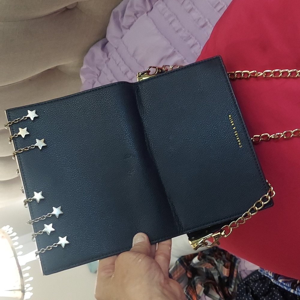 Charles and Keith deep blue star Gold Chain Crossbody Shoulder Jag